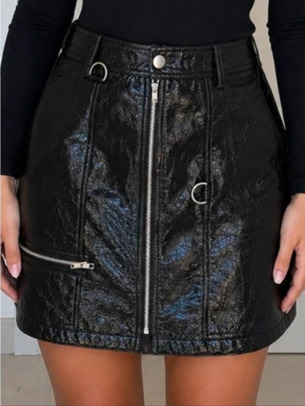 Runaway Faux Leather Mini Skirt XS Black